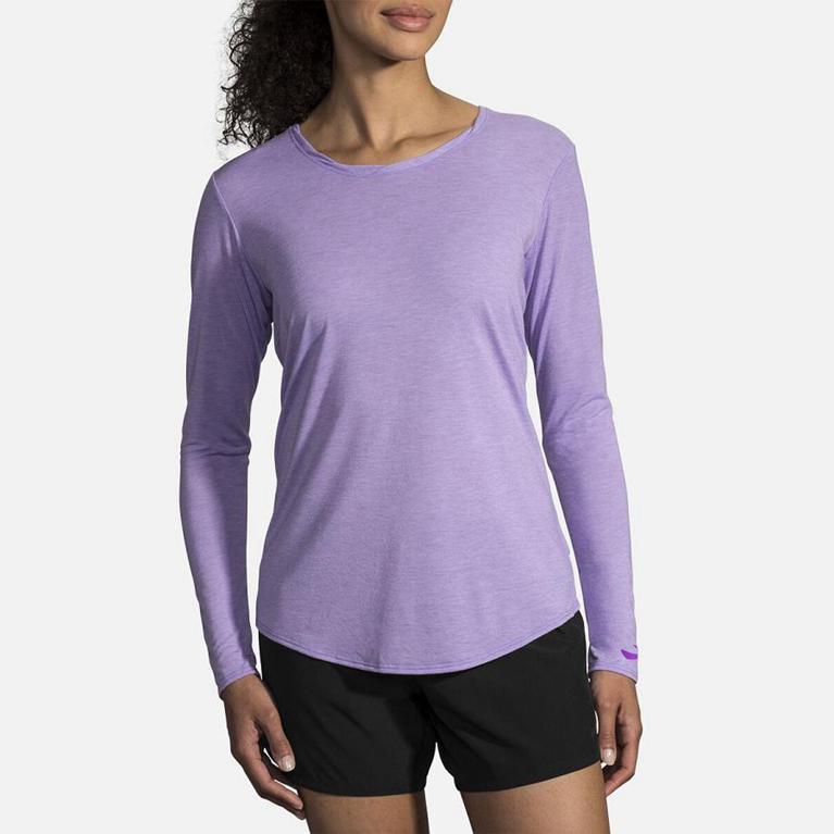 Brooks Distance Womens Long Sleeve Running Shirt - Purple - Indonesia (GRKE-36478)